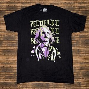 Beetlejuice Beetlejuice Graphic T-Shirt Tee Horror Movie Official Black Sz. L